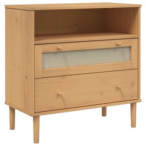 vidaXL Sideboard Brown with rattan details Solid pine wood Medium