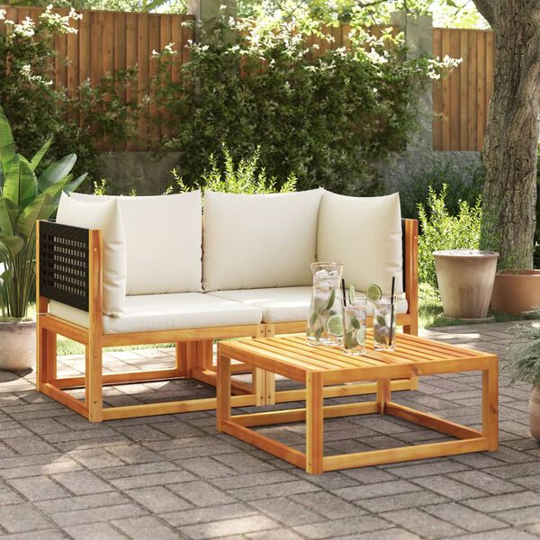 vidaXL Garden Sofa Acacia wood Solid Acacia wood, PE rattan, Fabric Medium