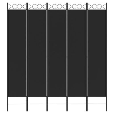 vidaXL 5-Panel Room Divider Black 78.7"x86.6" Fabric