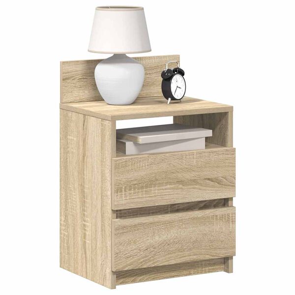 vidaXL Bedside Cabinet Sonoma oak Engineered wood 15.7x13.0x23.6 in