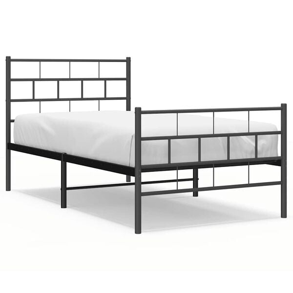 vidaXL Metal Bed Frame Black Steel Single Stylish Bedroom Furniture