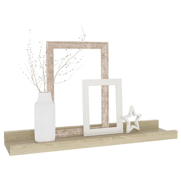 vidaXL Wall Shelf Set of 4 Sonoma Oak MDF 15.7 x 3.5 x 1.2 in Modern