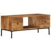 vidaXL Coffee Table Brown, Black Solid Mango Wood, Steel 35.4x17.7x15.7 in