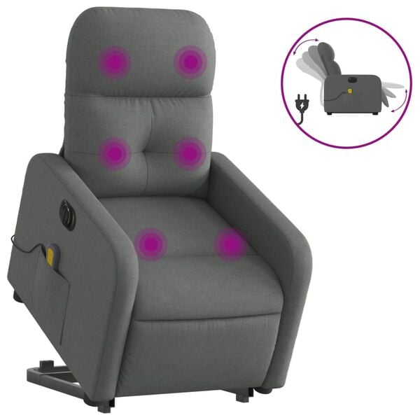 vidaXL Electric Stand Up Massage Recliner Chair Dark Gray