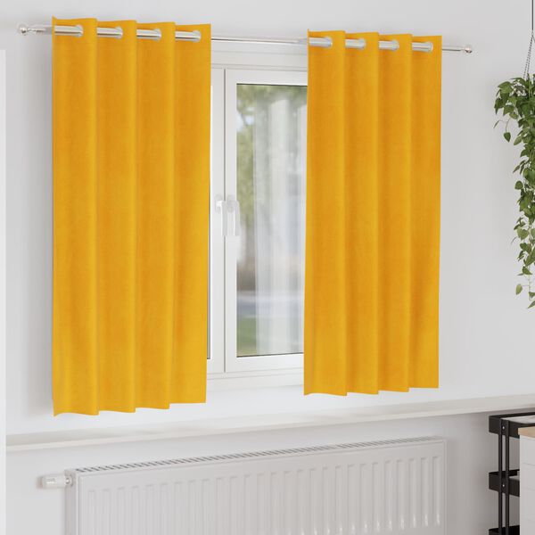 vidaXL Blackout Curtains 2 pcs Mustard Yellow 55.12 x 68.90 in Velvet