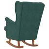 vidaXL Rocking Chair Dark Green Velvet, Solid Rubber Wood Medium