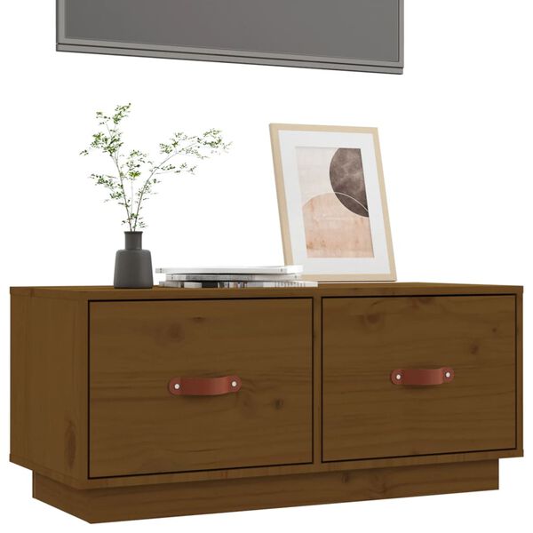 vidaXL TV Cabinet Honey Brown Solid Pine Wood Medium TV Cabinet