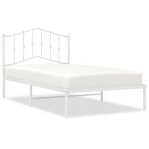vidaXL Bed Frame White Steel Single Bed Frame Rectangular Modern