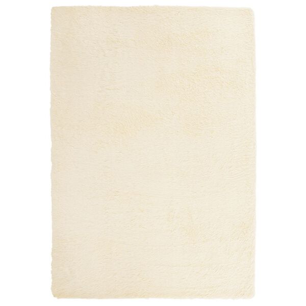 vidaXL Shaggy Rug Cream 100% Polyester 47.2 x 66.9 in Foldable