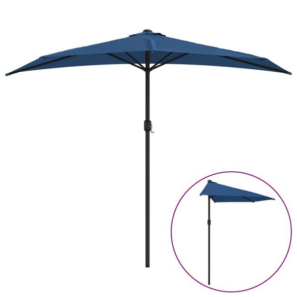 vidaXL Balcony Parasol Blue Polyester, Steel, Aluminum