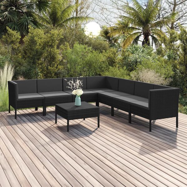 vidaXL Garden Lounge Set Black