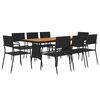 vidaXL Outdoor Dining Set Black PE Rattan, Steel, Solid Acacia Wood Large