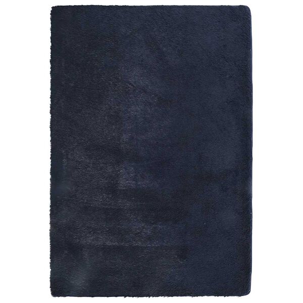 vidaXL Shaggy Rug Navy 100% Polyester 78.7x114.2 in Foldable
