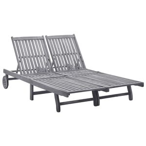 vidaXL Sunlounger Grey wash Solid Acacia Wood Big enough for two