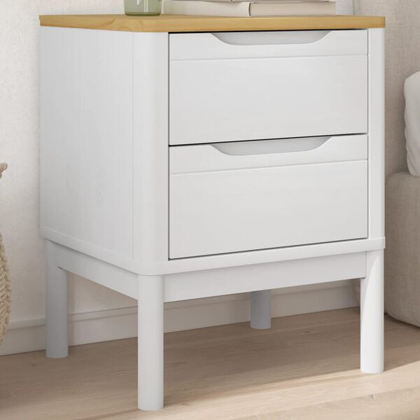 vidaXL Bedside Cabinet White Solid Pine Wood Small Bedside Cabinet