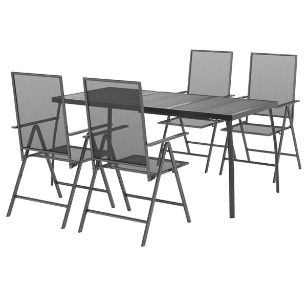 vidaXL Garden Dining Set Anthracite Steel Medium Height-Adjustable