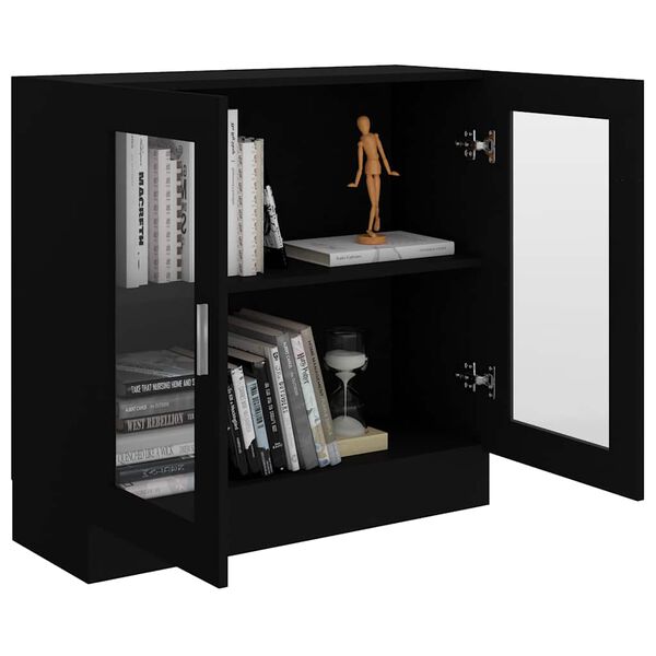 vidaXL Vitrine Cabinet Black Engineered Wood 32.5 x 12.0 x 31.5 in