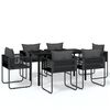 vidaXL Garden Dining Set Black Powder-coated steel, glass, PE rattan Large