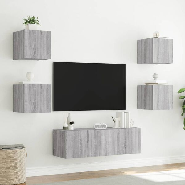 vidaXL TV Wall Cabinet Grey sonoma Engineered wood TV Wall Cabinet