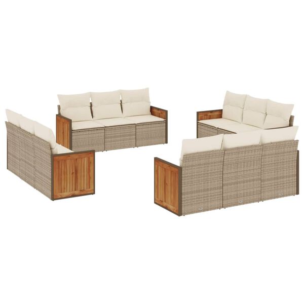 vidaXL Garden Sofa Set Beige PE Rattan Large Modular Garden Sofa Set
