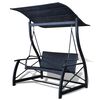 vidaXL Outdoor Hanging Swing Bench with Roof Black Rattan