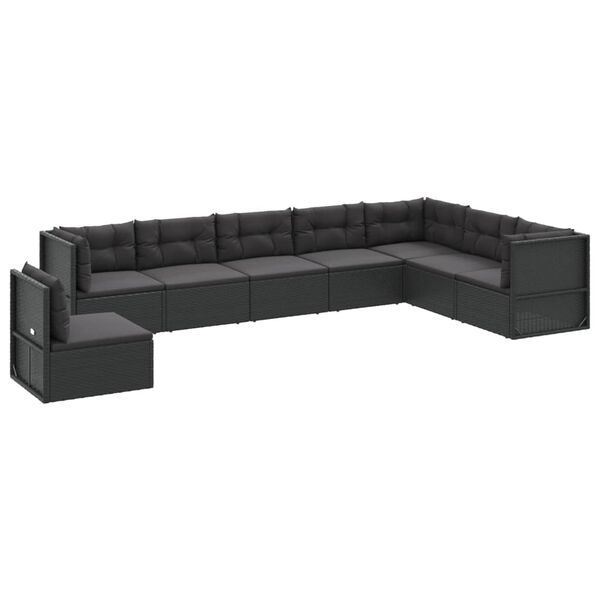 vidaXL Garden Lounge Set Black PE Rattan Medium Modular