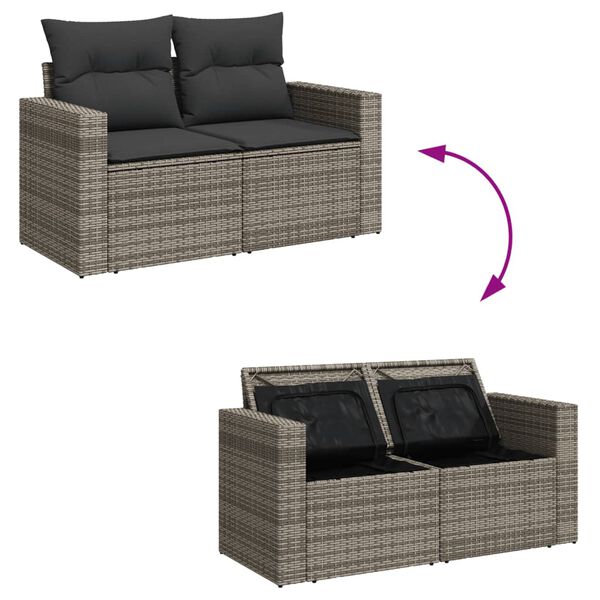 vidaXL Garden Sofa Set Grey with Dark Grey Cushions