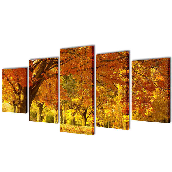 vidaXL Canvas Painting Orange Wood frame 39.4 x 19.7 in Artistic