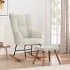 vidaXL Rocking Chair With Stool Cream White Velvet Medium Rocking Chair
