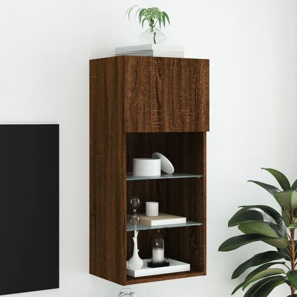 vidaXL TV Cabinet Brown Oak Engineered wood, glass TV Cabinet