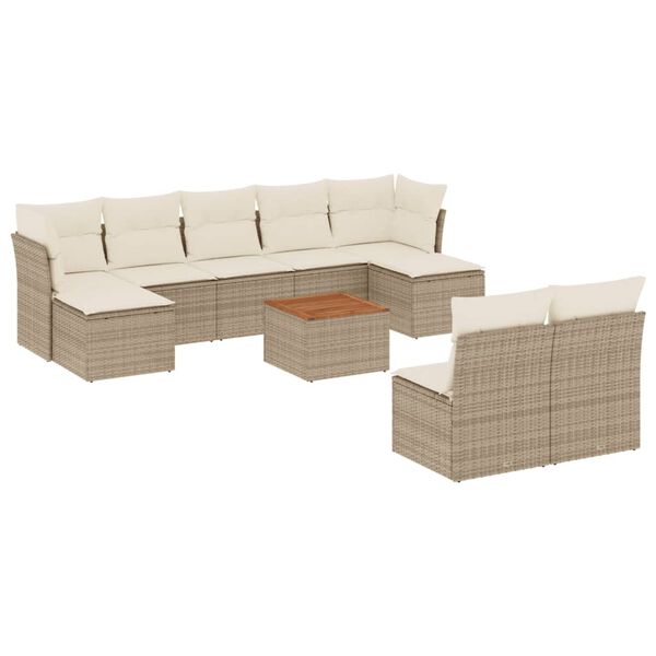 vidaXL Garden Sofa Set Beige PE rattan Large Modular Garden Sofa Set