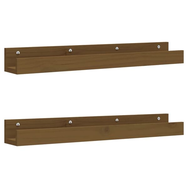 vidaXL Wall Shelf Honey brown Solid pine wood 31.5x4.7x3.5 in