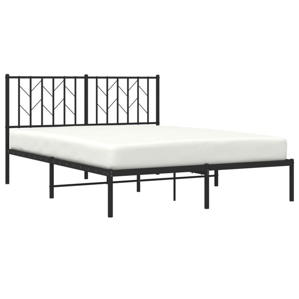 vidaXL Bed Frame Black Powder-Coated Steel 53x74.8 in