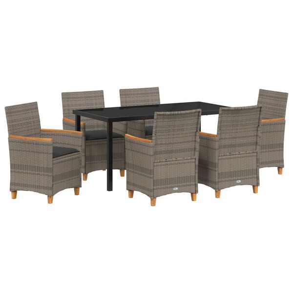 vidaXL Garden Dining Set 7 pcs Gray poly rattan