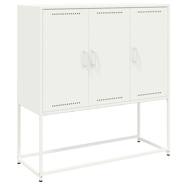 vidaXL Highboard White Steel Medium Highboard Rectangular Industrial