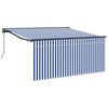 vidaXL Retractable Awning Blue and White 137.80 x 98.43 in