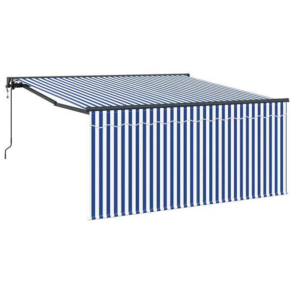 vidaXL Retractable Awning Blue and White 137.80 x 98.43 in