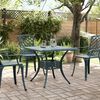 vidaXL Garden Table Green Cast Aluminum Medium Durable Patio Table