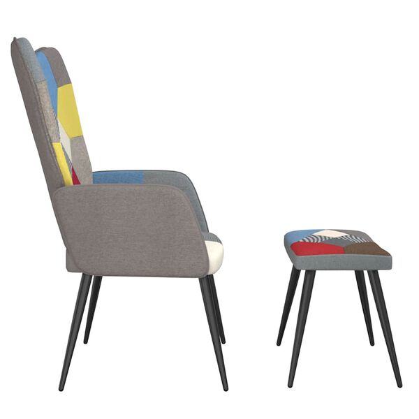 vidaXL Relaxing Chair with Stool Multicolour Polyester Fabric, Steel