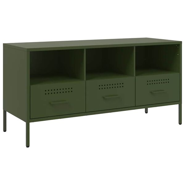 vidaXL TV Cabinet Olive Green Cold-rolled Steel Medium Adjustable Feet