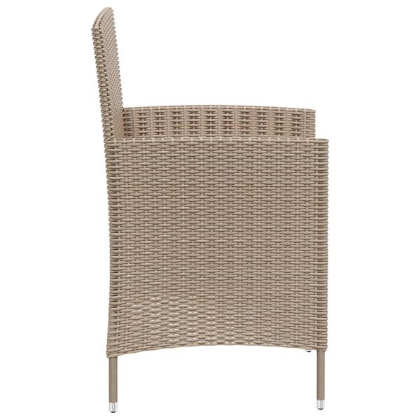 vidaXL Garden Chair Set of 2 Beige Poly rattan, powder-coated steel