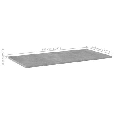 vidaXL Bookshelf Boards 8 pcs Concrete Gray 31.5"x15.7"x0.6" Chipboard