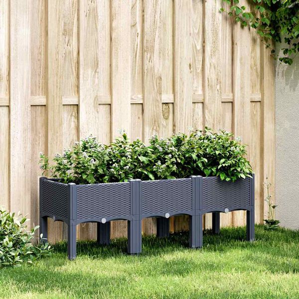 vidaXL Garden Planter Blue Grey Polypropylene Large Durable
