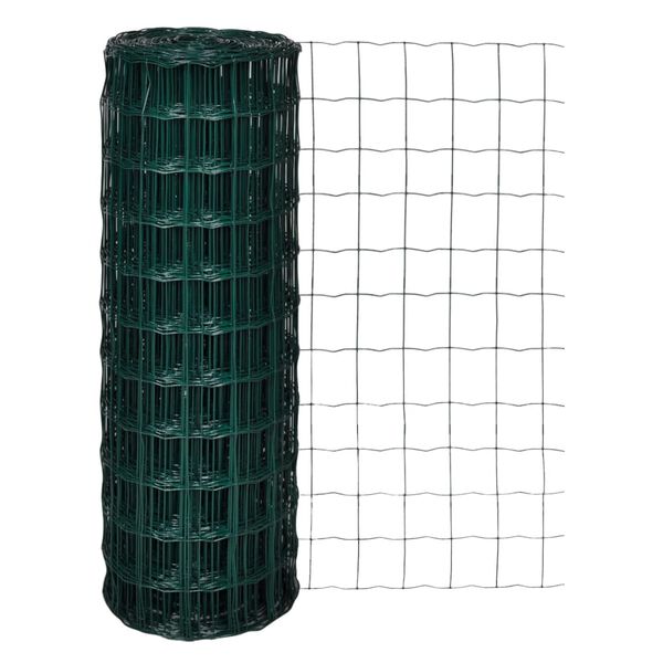 vidaXL Euro Fence Steel 32.8x5.6' Green