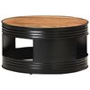 vidaXL Coffee Table Black Solid Acacia Wood Medium Round