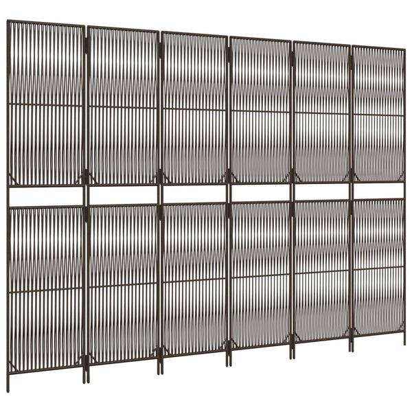 vidaXL Room Divider 6 Panels Brown Poly Rattan