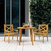 vidaXL Dining Chair Set of 2 Brown Solid Acacia Wood with an Oil Finish