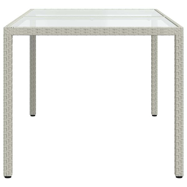 vidaXL Garden Table White Poly rattan, tempered glass, powder-coated steel