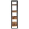 vidaXL Bookcase Natural Wood and Black Rough Mango Wood Large Bookcase