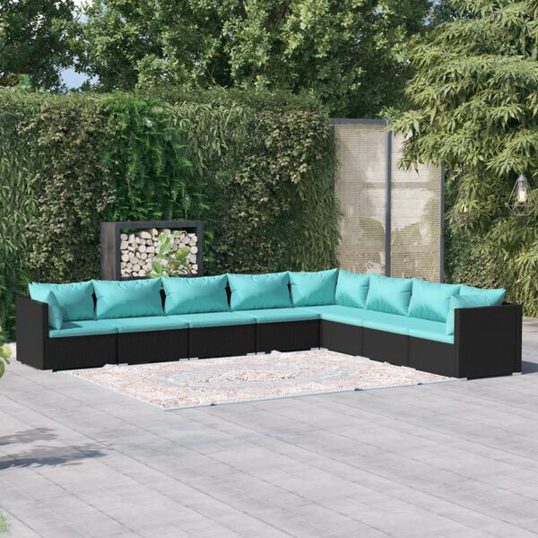 vidaXL Garden Lounge Set Black PE rattan Large Modular